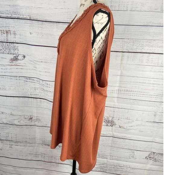 Torrid 4 Sleeveless Top Womens 4X Orange Stretch Crochet V Neck - Picture 5 of 11